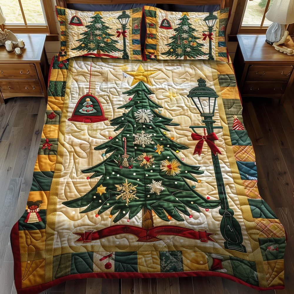 Christmas Trees Delight 3-Piece Quilted Bedding Set