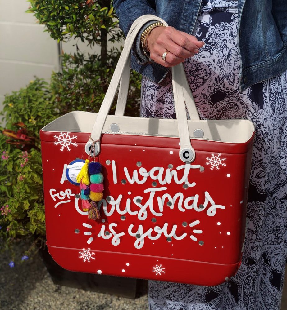 Festive Red Christmas Tote Bag - 'All I Want For Christmas Is You' – Perfect Holiday Gift! - Image 6
