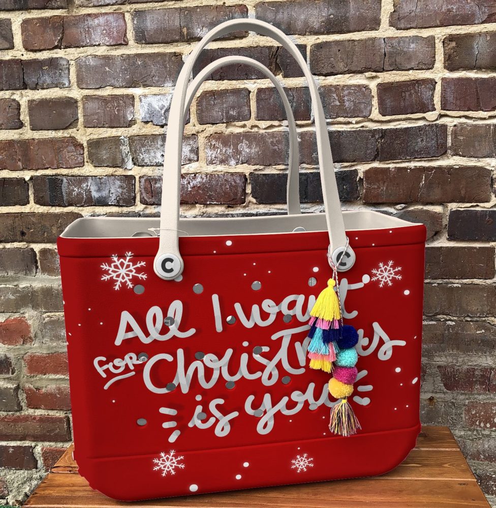 Festive Red Christmas Tote Bag - 'All I Want For Christmas Is You' – Perfect Holiday Gift! - Image 5