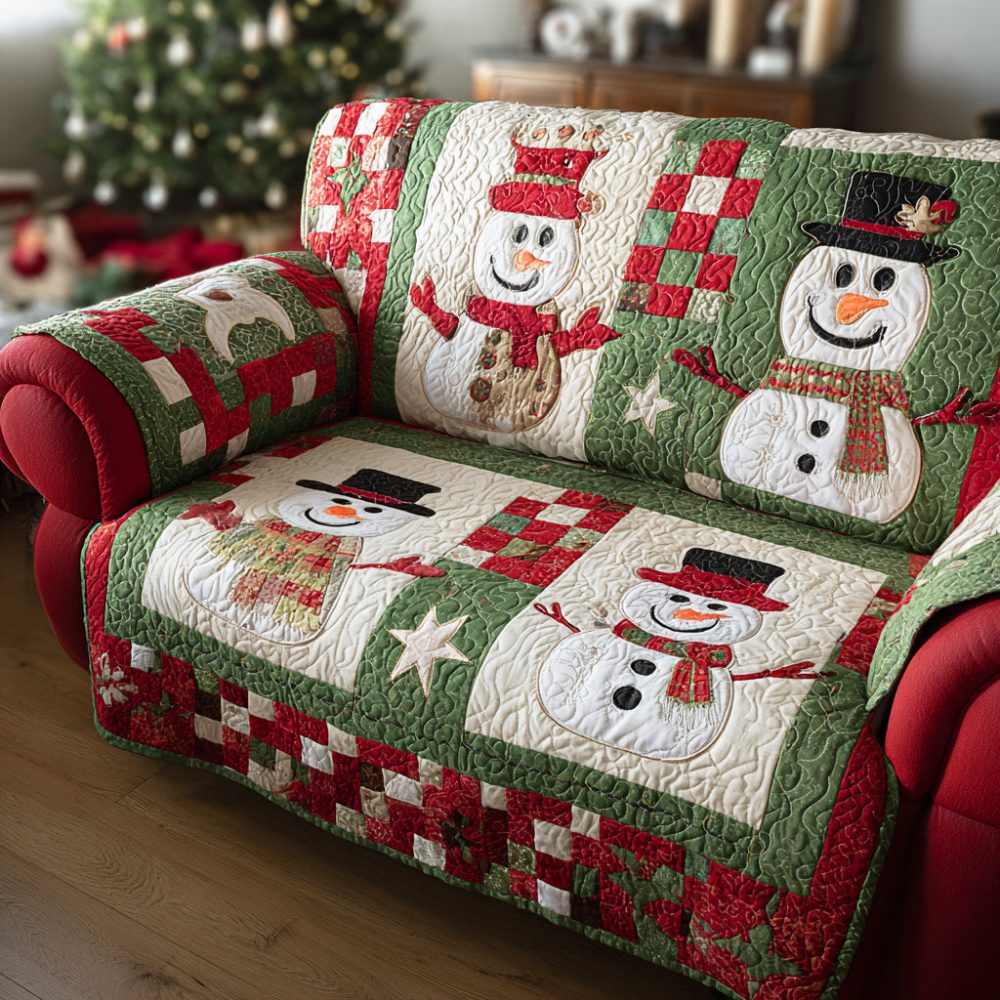 Christmas Candle Night Quilted Sofa Cover