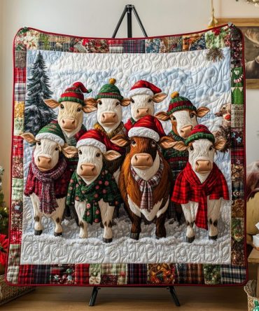 Christmas Cows Quilted Blanket
