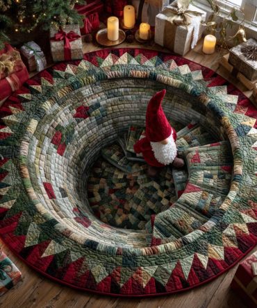 Christmas Descent Quilted Round Mat