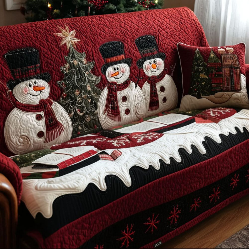 Christmas Eve Smiles Quilted Sofa Cover