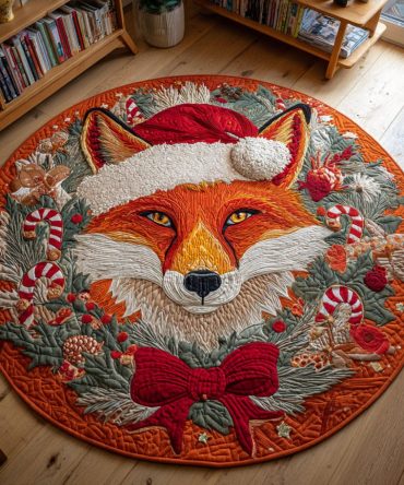 Christmas Fox Quilted Round Mat
