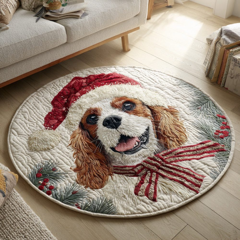 Christmas King Charles Quilted Round Mat