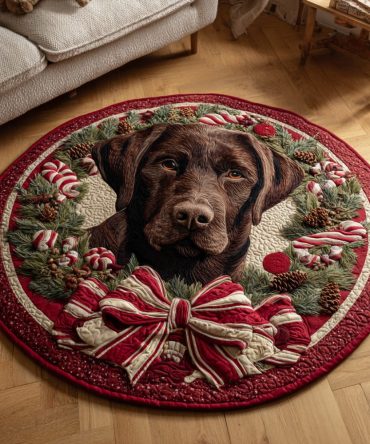 Christmas Labrador Retriever Quilted Round Mat