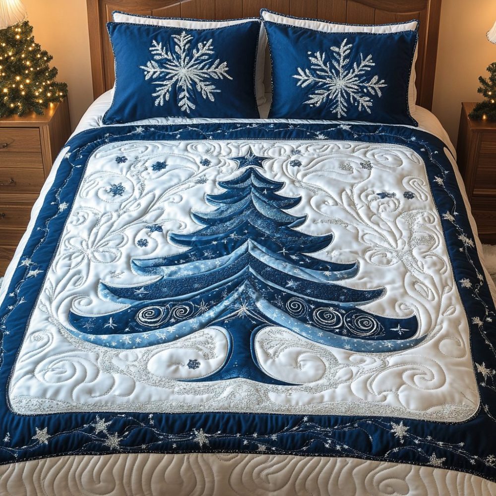 Christmas Magic Tree 3-Piece Quilted Bedding Set