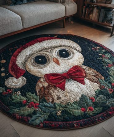Christmas Owl Quilted Round Mat