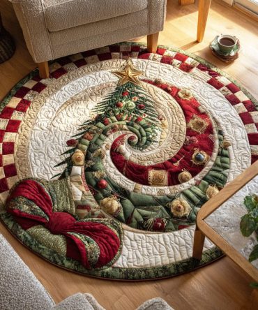 Christmas Pine Quilted Round Mat