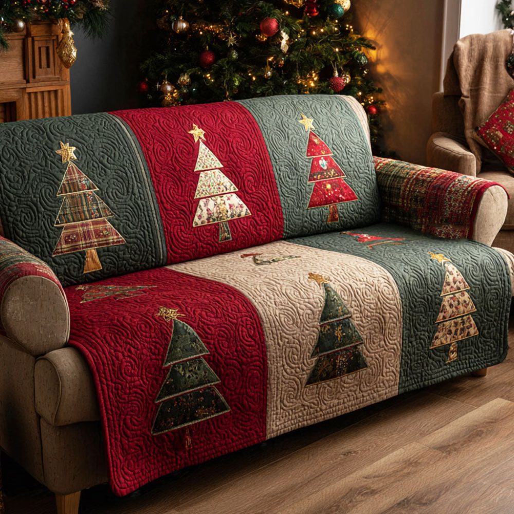 Christmas Pine Quilted Sofa Cover
