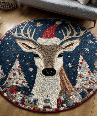 Christmas Reindeer Quilted Round Mat