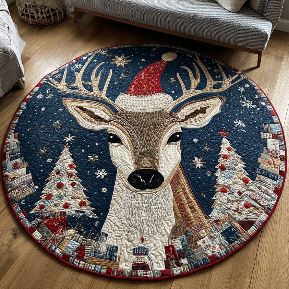 Christmas Reindeer Quilted Round Mat