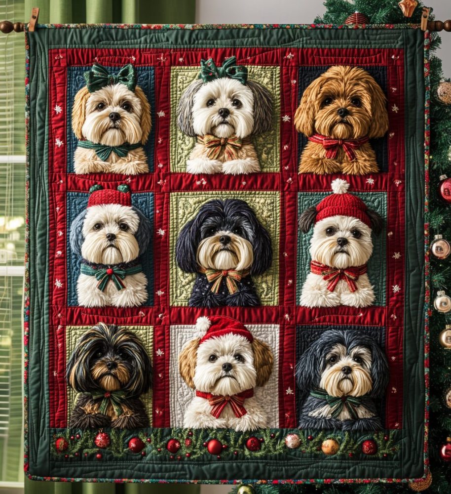 Christmas Shih Tzu Vibes Quilted Blanket