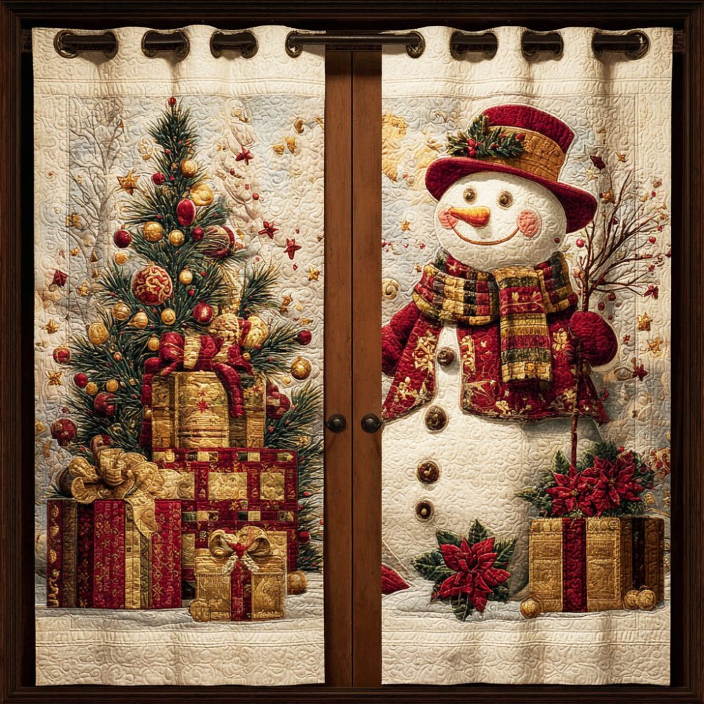 Christmas Snow Buddy Quilted Curtains