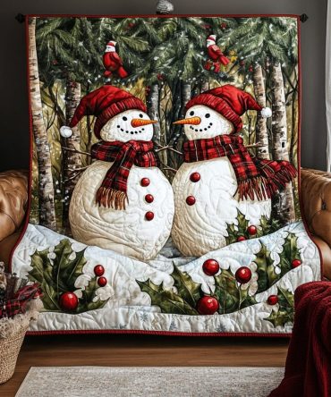 Christmas Snowfall Magic Quilted Blanket