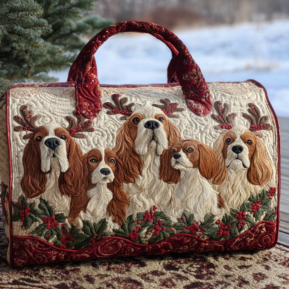 Christmas Spaniel Quilted Duffle Bag