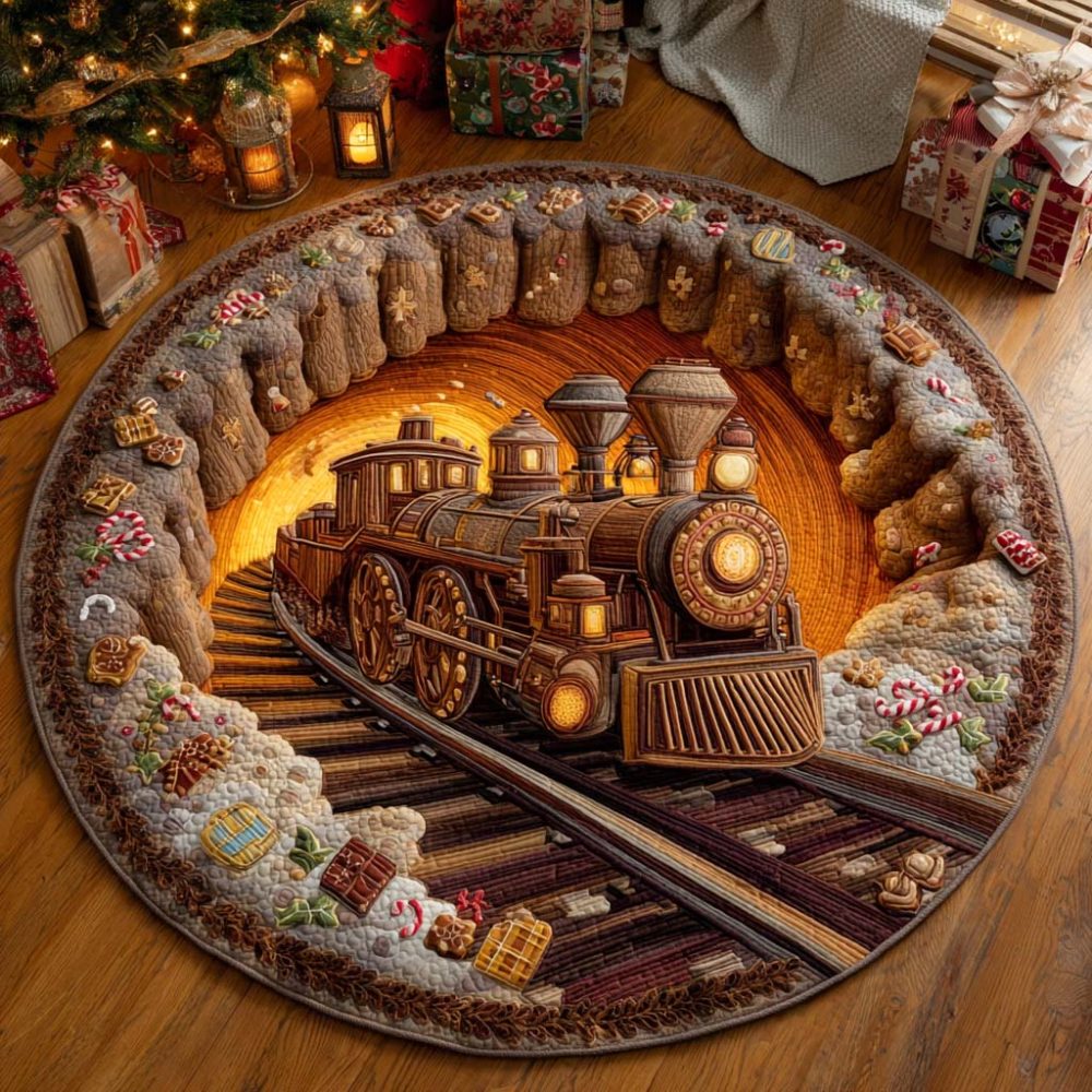 Christmas Steam Cavern Quilted Round Mat