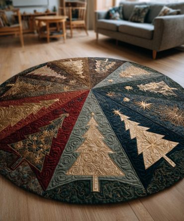 Christmas Tree Wheel Quilted Round Mat