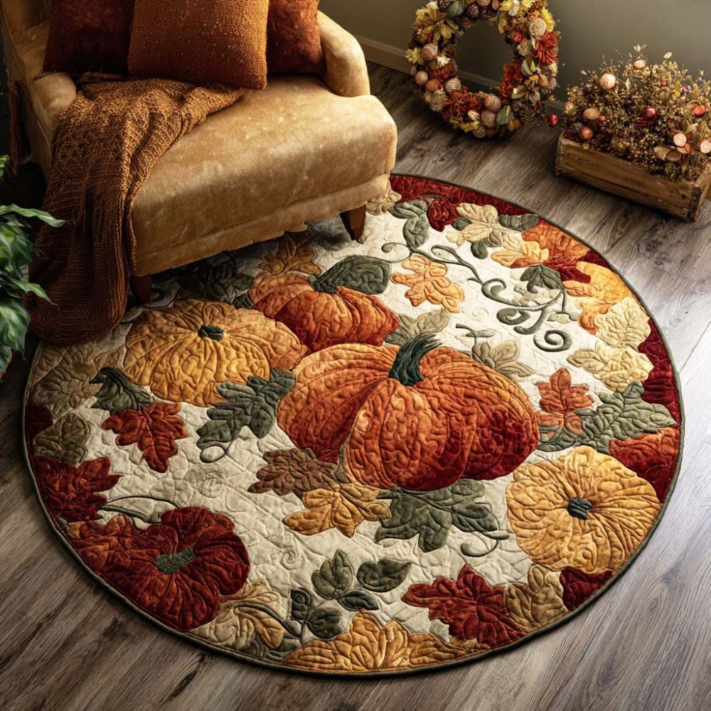 Cinnamon Pumpkin Quilted Round Mat