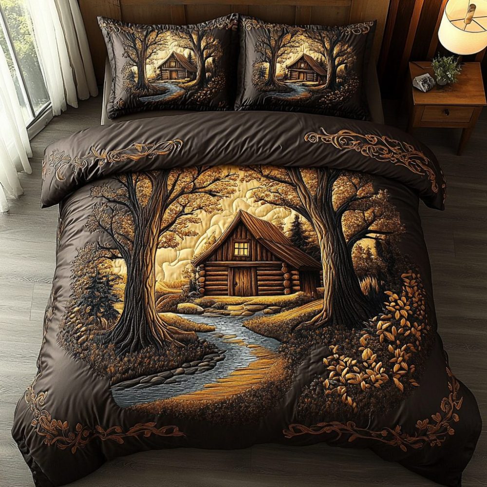 Classic Log Cabin 3-Piece Quilted Bedding Set