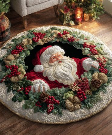Classic Saint Nick Quilted Round Mat