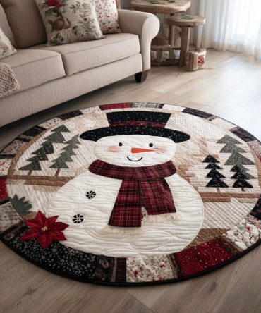 Classic Snowman Quilted Round Mat