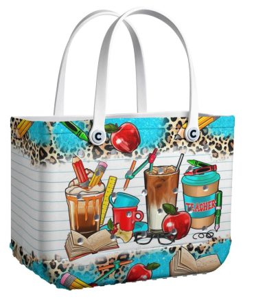Stylish Teacher Tote Bag - Colorful School Supplies Design, Perfect Gift For Educators!