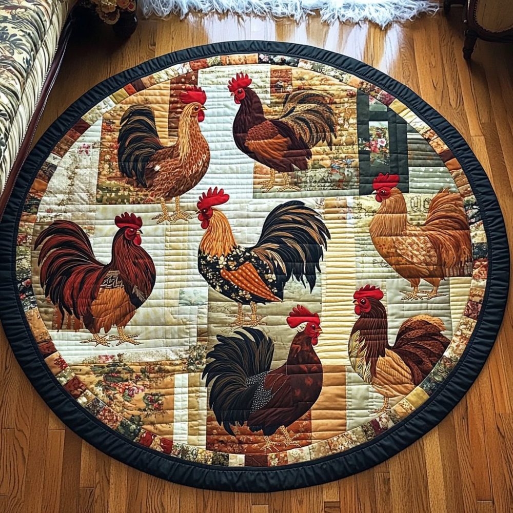 Cluck Delight Quilted Round Mat