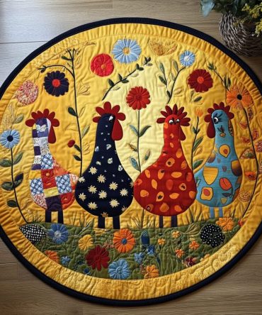 Cluck And Cuddle Quilted Round Mat