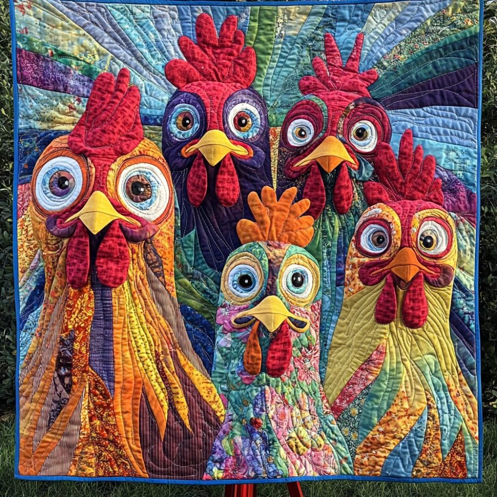 Cluckin Crazy Quilted Blanket