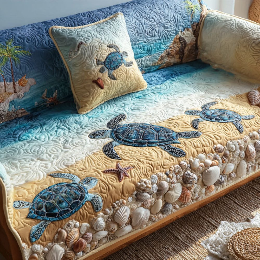 Coastal Charm Quilted Sofa Cover
