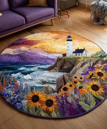 Coastal Lighthouse Quilted Round Mat
