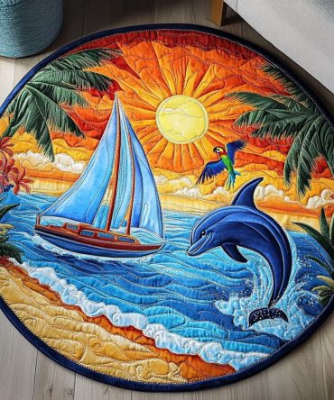 Coastal Serenity Quilted Round Mat