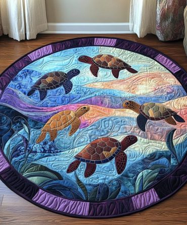 Coastal Turtle Quilted Round Mat