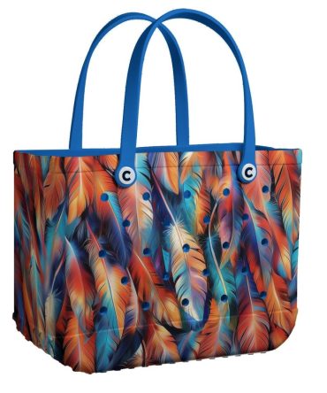 Vibrant Feather Design Tote Bag - Stylish, Durable, Perfect For Beach Or Shopping