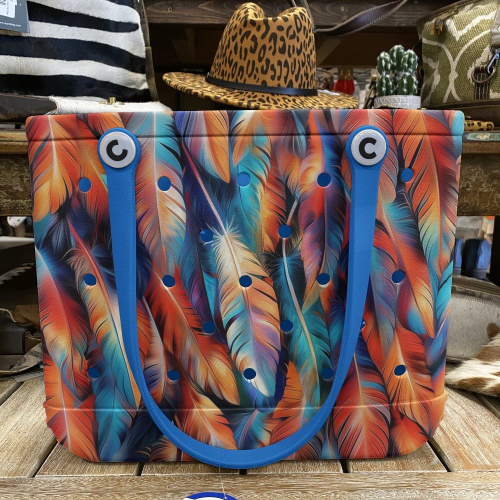 Vibrant Feather Design Tote Bag - Stylish, Durable, Perfect For Beach Or Shopping - Image 6