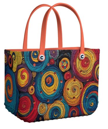 Vibrant Swirl Design Tote Bag - Colorful, Durable, And Stylish Handbag For Everyday Use