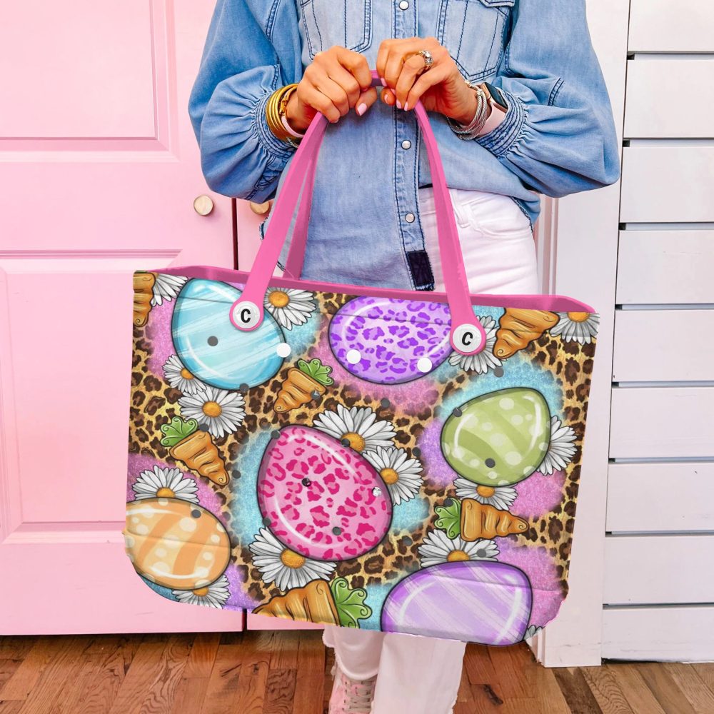 Bucket Tote Bag, Limited Edition Bogg Bag, Beach Bag Colorful Easter - Image 5