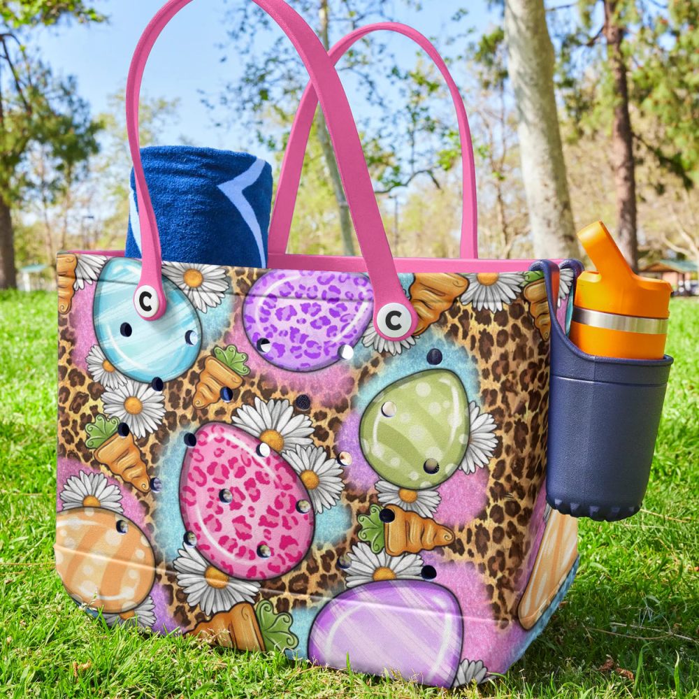 Bucket Tote Bag, Limited Edition Bogg Bag, Beach Bag Colorful Easter - Image 3
