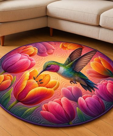 Colorful Flight Quilted Round Mat