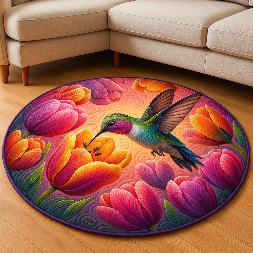 Colorful Flight Quilted Round Mat