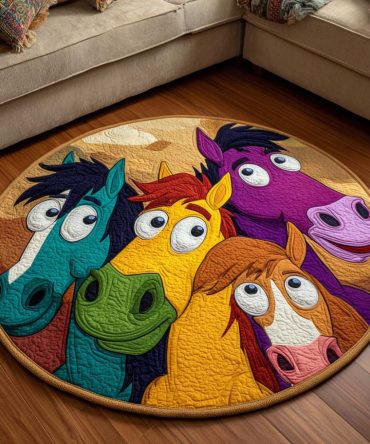 Colorful Herd Quilted Round Mat