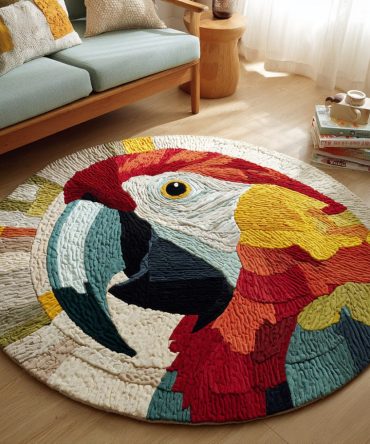 Colorful Macaw Quilted Round Mat