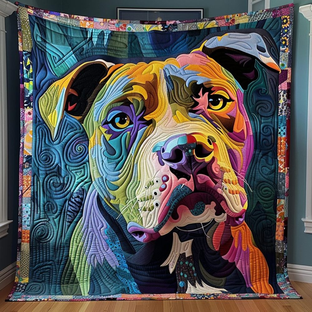 Colorful Pup Magic Quilted Blanket