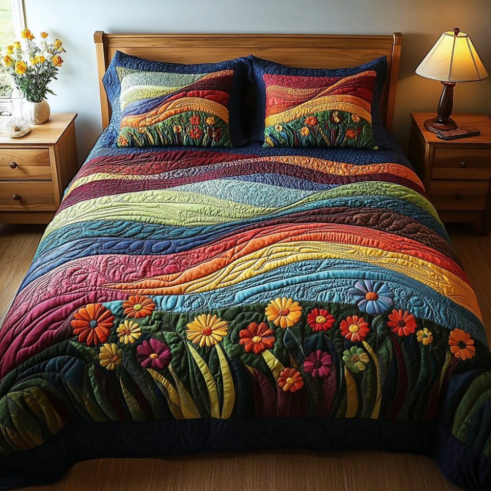 Colorful Wind 3-Piece Quilted Bedding Set