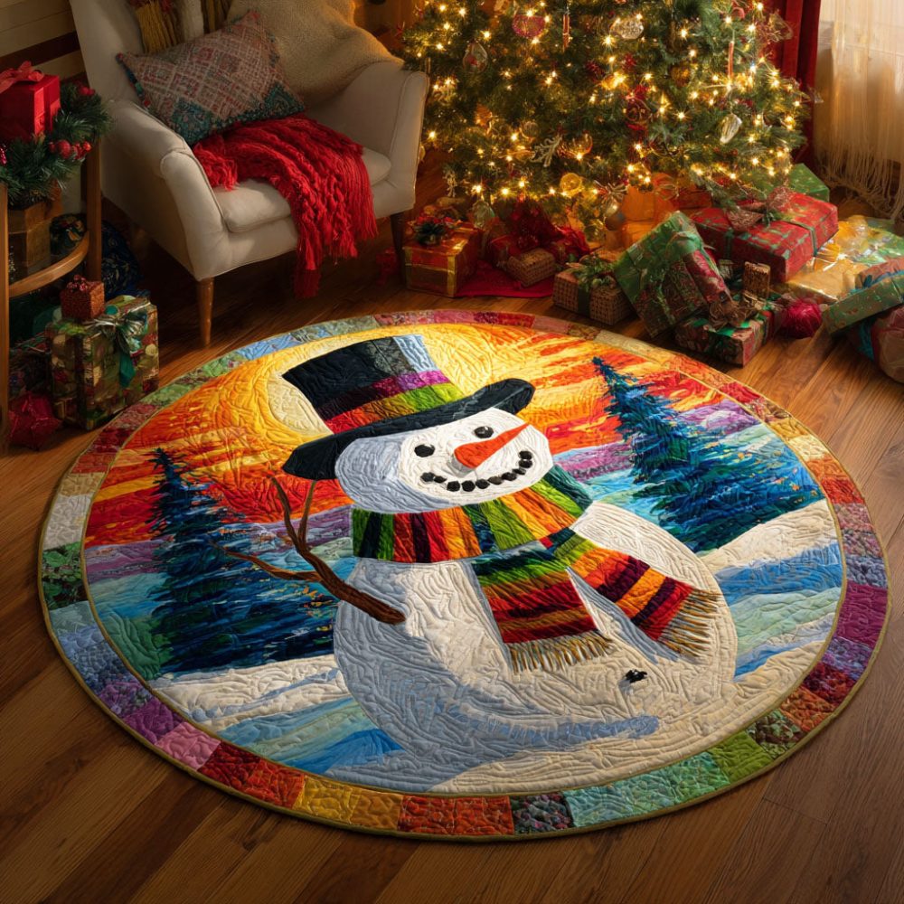 Colorful Winter Friend Quilted Round Mat