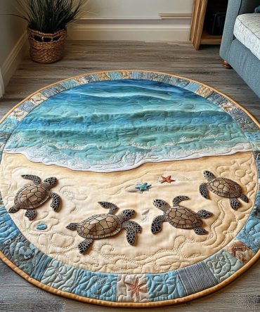 Coral Cove Turtle Quilted Round Mat
