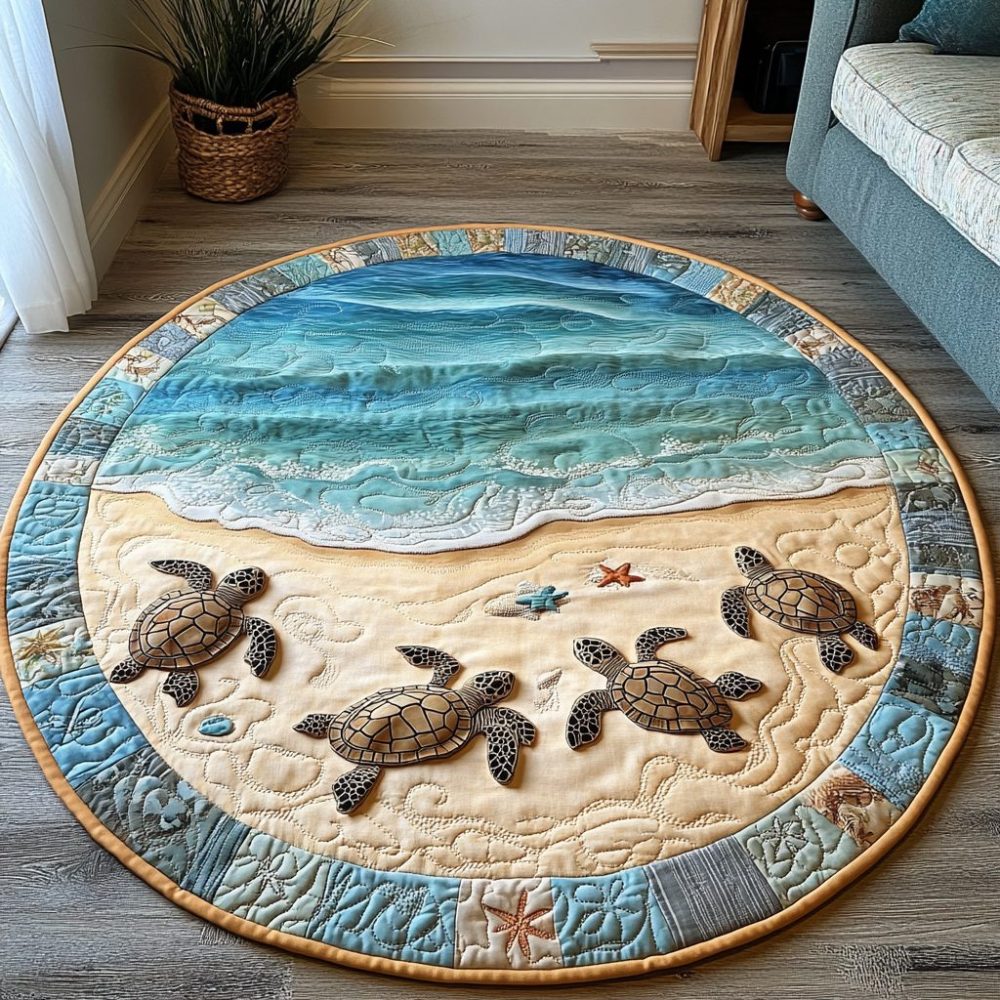 Coral Cove Turtle Quilted Round Mat