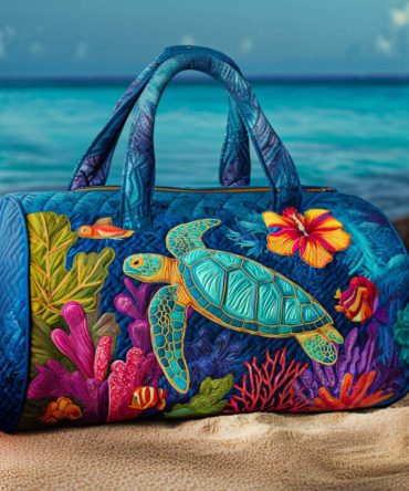 Coral Paradise Quilted Duffle Bag