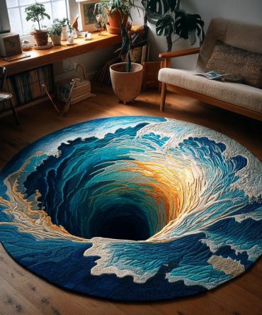 Coral Wave Quilted Round Mat